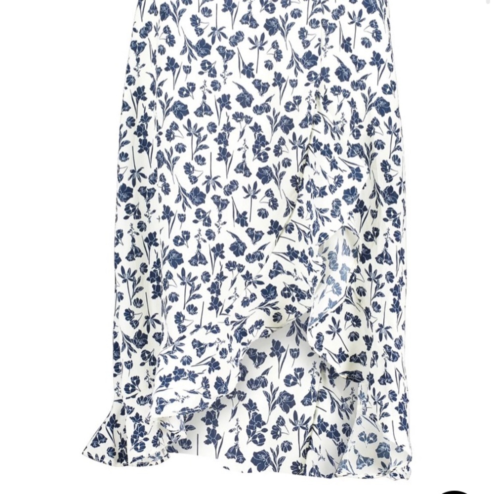 Floral Ruffle Slit Midi skirt
